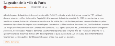 La gestion de la ville de Paris