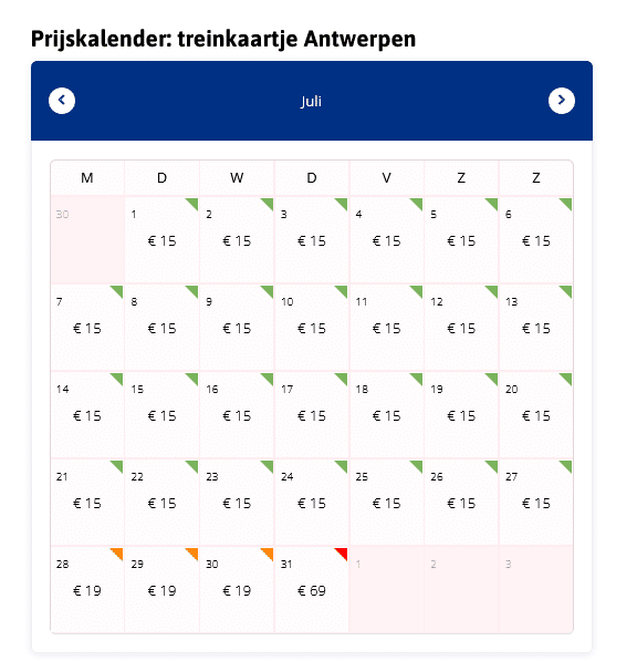 Vergelijk treinkaartjes Belgie